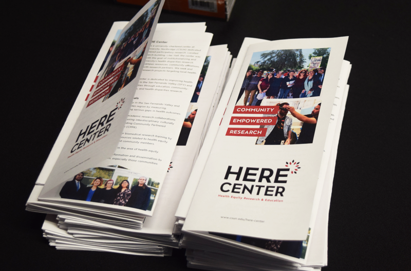 here center brochures on table