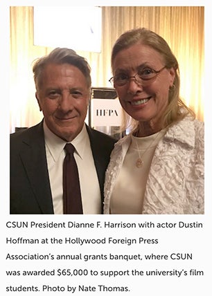 Dustin Hoffman and President Dianne Harrison