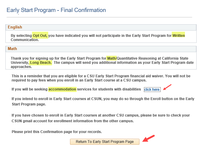 Second step to confirm opt-out and location changes with instructions