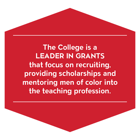 The college is a leader in grants that focus on recruiting, providing scholarships and mentoring men of color into the teaching profession.