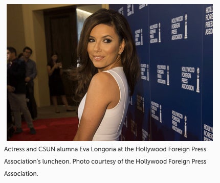 Actress and alumna Eva Langoria at the Hollywood Foreign Press Association's luncheon.  Photo courtesy of the HFPA.