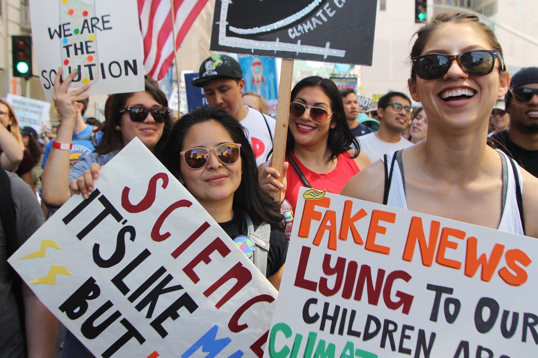 BUILD PODER students marched in Downtown Los Angeles at the March for Science on April 22, 2017.