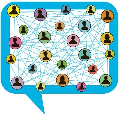 A photo showing a network map connecting different people.