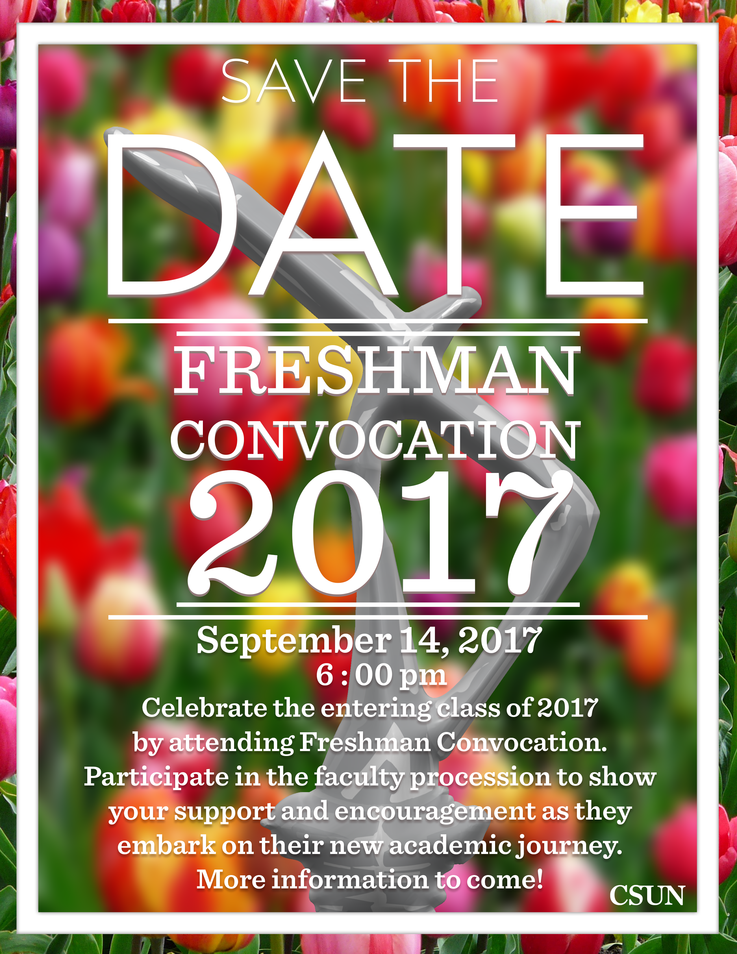 Save the date for Freshman Convocation 2017 on Thursday, September 14, at 6 p.m., Oviatt Lawn