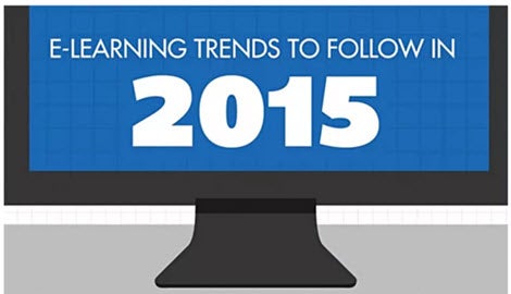 Graphiic of a computer screen representing, E-Learning trends to follow in 2015. 