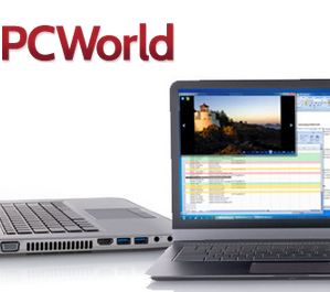 PC World logo and laptop.