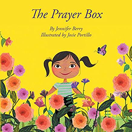 THE PRAYER BOX book cover.  A child standing in a garden of flowers.