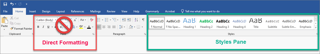 Direct vs Styles Formatting