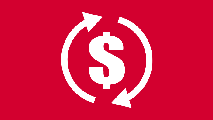  arrows going around a dollar sign