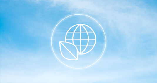 globe leaf icon on sky background