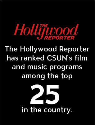 Tile stating that the Hollywood Reporter has ranked C-SUN's film and music programs among the top 25 in the country.