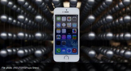 Image of an iPhone against a black background.