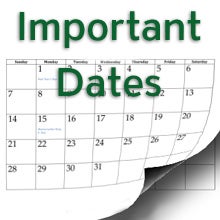 calendar with the words "important dates" superimposed on it.