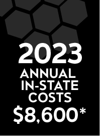 Tile stating that in 2023, C-SUN's in-state annual tuition, fees, books and supplies costs were $8,600. 