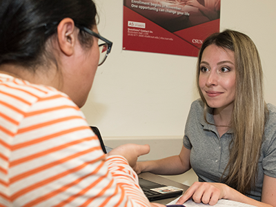 international student receives help filing taxes from CSUN VITA Clinic staff 