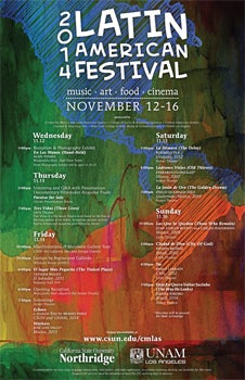 Latin American Festival poster with schedule and ticket info