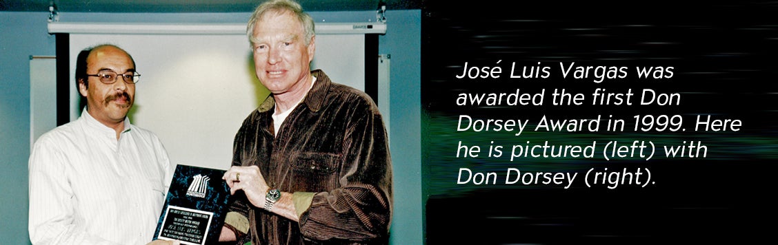 Picture of Jose Luis Vargas Receiving Don Dorsey Award in 1999