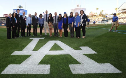 campanella scholars and supporters at dodgers stadium