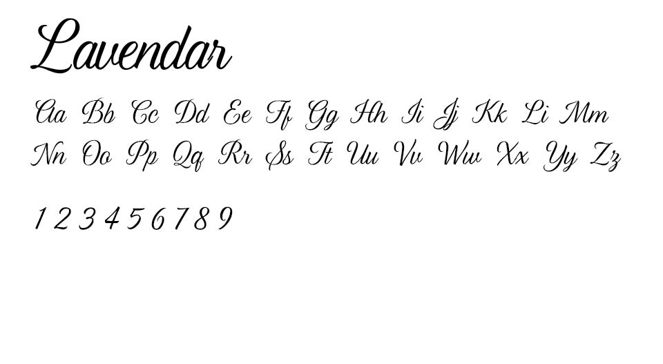 Lavendar font example.