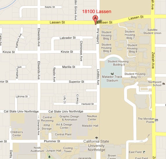 Location of 18100 Lassen Street, Northridge, CA 91325