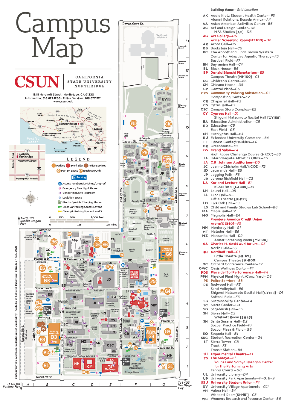 Campus map updated August 23, 2023