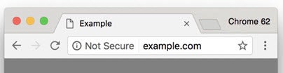 Not Secure error in Chrome. 