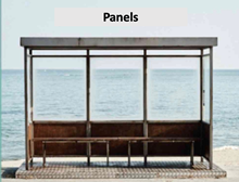 bus bench stop with Panels label