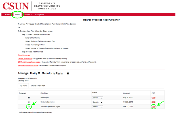 Manage Plans page and select print PDF option.