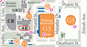 F3 parking location behind the Student Health Center