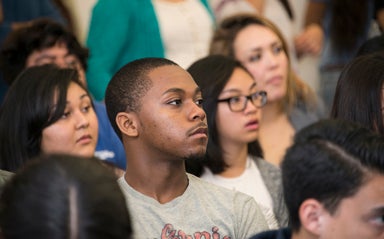 students listening in class