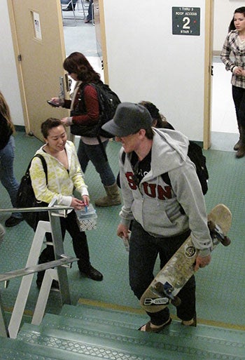 CSUN students in Jerome Richfield Hall stairwell