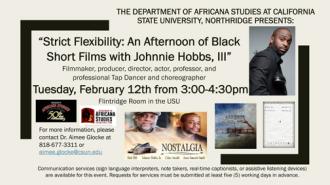 Event Flyer: An Afternoon of Black Short Films with Johnnie Hobbs, III