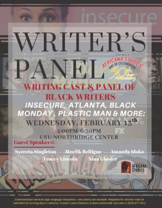 Writer's Panel: representation of Black Women in Film and TelevisionEvent Flyer (info below)