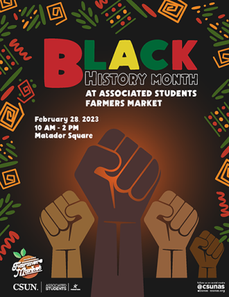 Black History Month 2023 Associated Students FRarmers Market event flyer