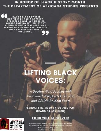 Rudy Francisco: Lifting Black Voices Event Flyer