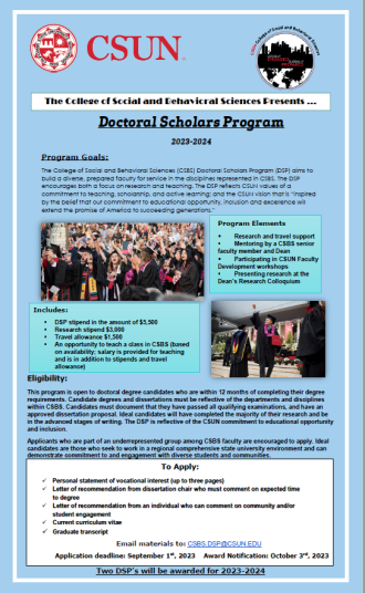 CSBS Doctoral Scholars Program 2023-24 Flyer