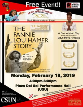 The Fannie Lou Hamer Story: I'm sick and tired of being sick and tired" event flyer