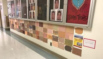 palettes displayed in the hallway of Jerome Richfield Hall at CSUN