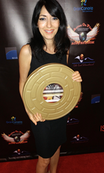 Prof. Luciana Lagana with her award for Best Political Statement Movie at 2016 AOF Film Festival