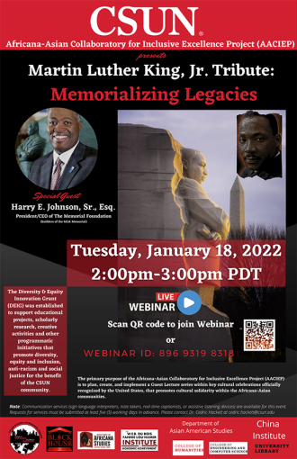 Martin Luther King, Jr. Tribute: Memorializing Legacies Event Flyer