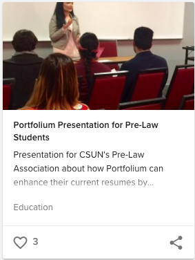 Portfolium Presentation for Pre-Law Students entry example
