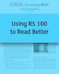Rosamond Rodman, ePortfolio Using RS 100 to Read Better