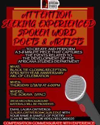 Seeking Experienced Spoken Word poets & Artists with microphone