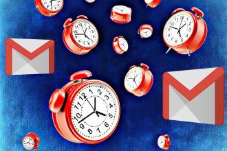 Clocks and Gmail logo. 