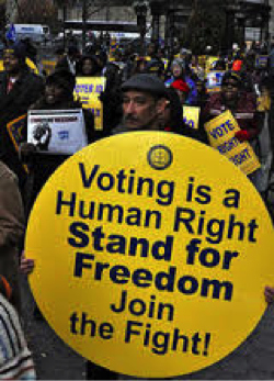 Voting is a human right, stand for freedom, join the fight