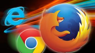 Image of browser logos such as Chrome, Internet Explorer and Firefox. 