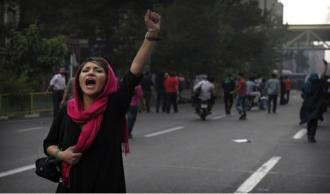 Woman protester during the Tahire Square uprising in Egypt