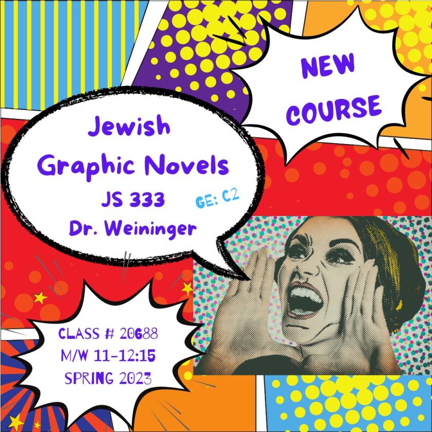 Flyer for JS 333: Jewish Graphic Novels in Spring 2023
