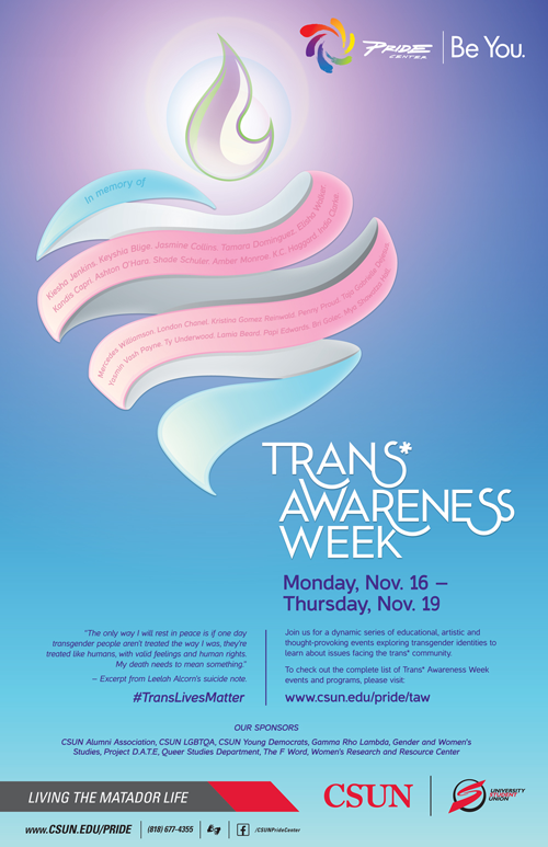 Trans* Awareness Week: Nov. 16 - Nov. 19