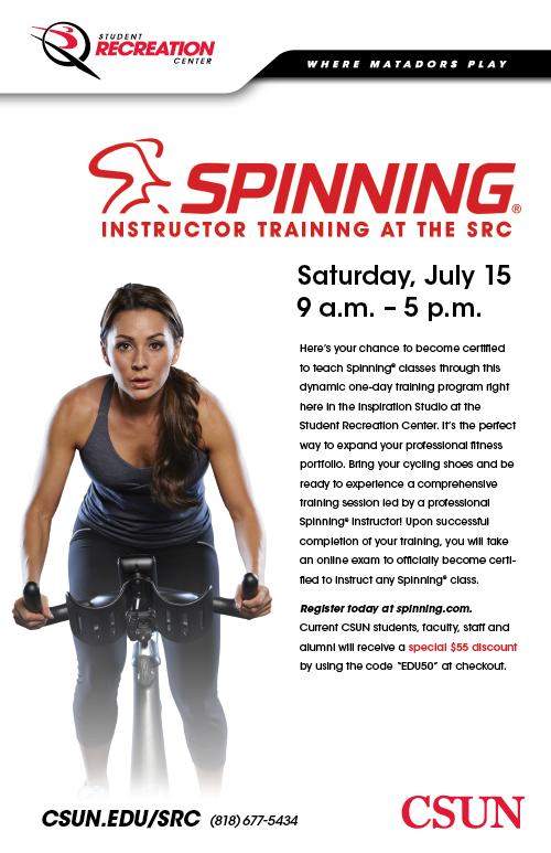 Spinning Instructor Training at the SRC on July 15, 9 am - 5 pm